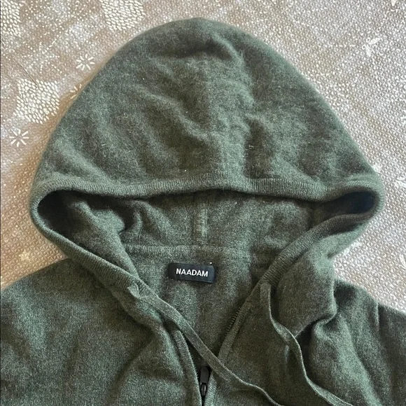 NAADAM Men's Forest Green Cashmere Hoodie - Picture 4 of 5